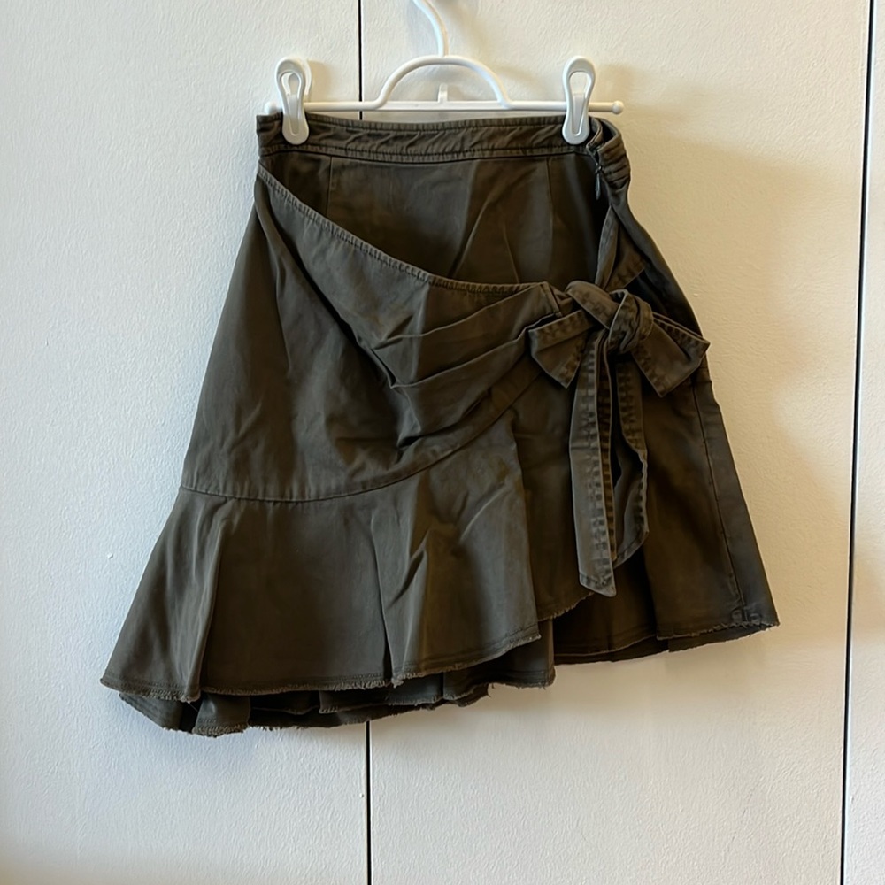 Cinq A Sept Elegant Olive Green Women's  High Low Mini Skirt